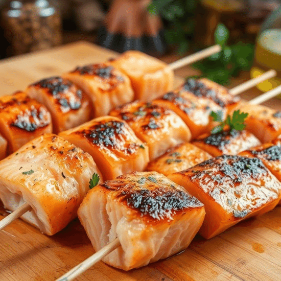 Шашлычок из красной рыбы