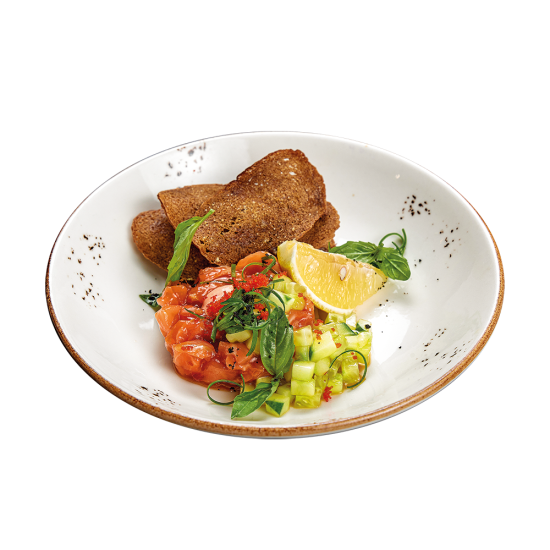 МАРИН,БРЮШКИ СЕМГИС ТАР-ТАРОМ ИЗ СВ,ОГУРЦОВ И СОУСОМ СПАЙСИ