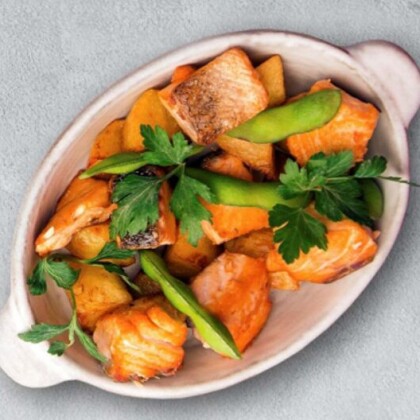 Лосось с картофелем под соусом «Терияки»