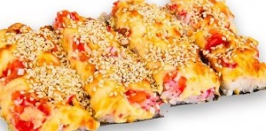 Суши пицца с тунцом и крабом