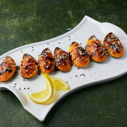 Мидии запеченные Острые