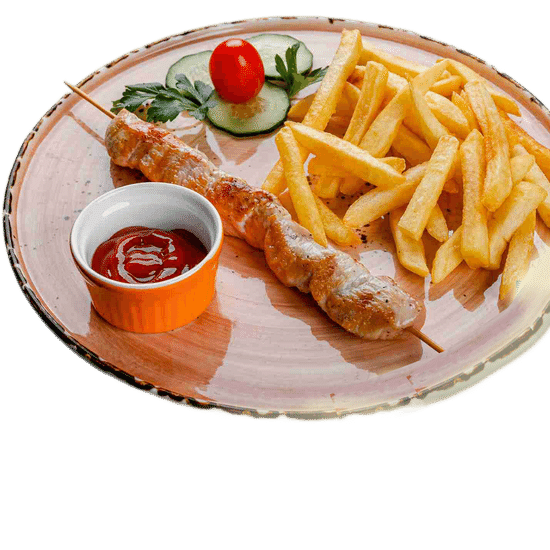 Шашлычки из индейки с картофелем фри