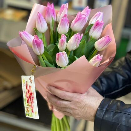 Букет розовых тюльпанов 15