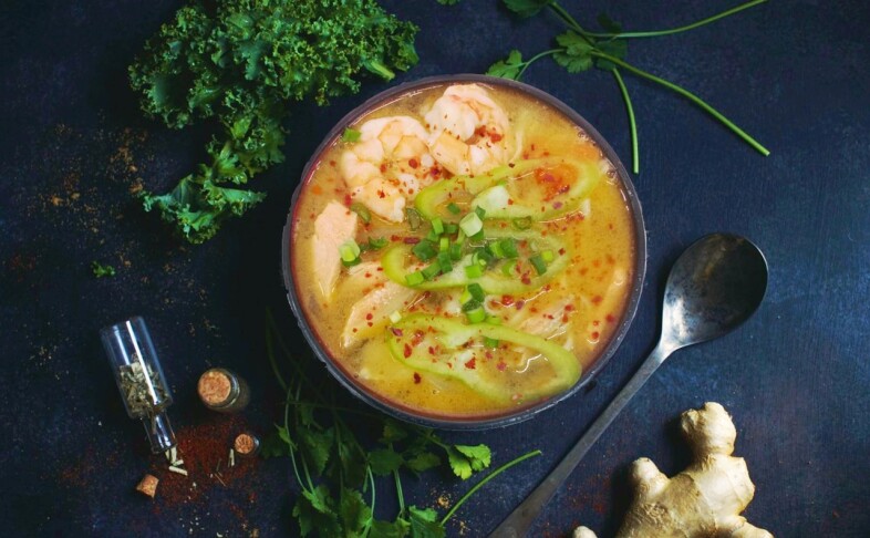 3517 Острый суп с морепродуктами + рис