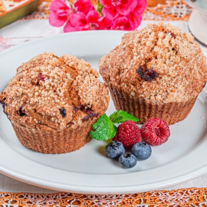 Кекс творожный с клюквой