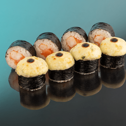 Якимаки с креветкой и лососем