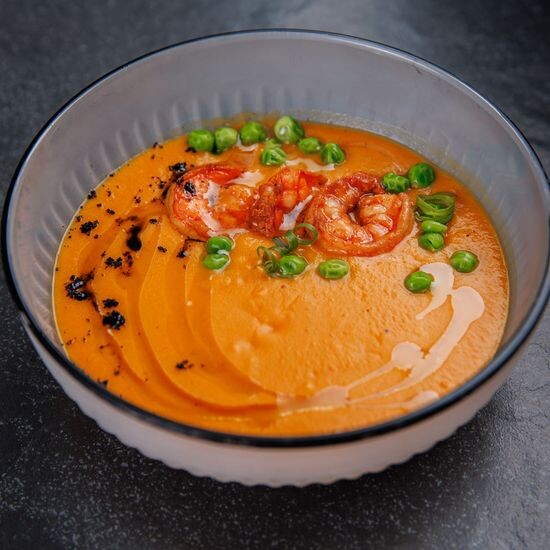 Суп -пюре из чечевицы с креветками ПП