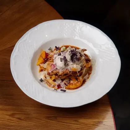 Тальятелле с утиной ножкой и апельсином