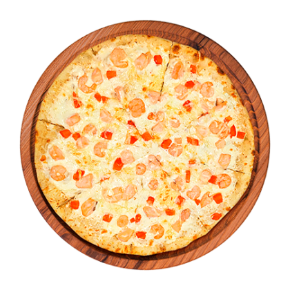 Пицца с лососем и креветками