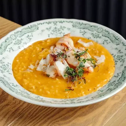 Ризотто с тыквой и креветками