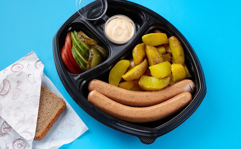 Запеченый картофель с сосисками