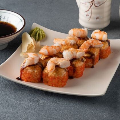 Запеченный с королевской креветкой