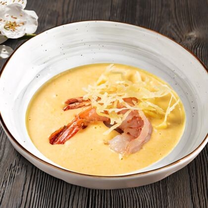 Сырный суп с креветкой
