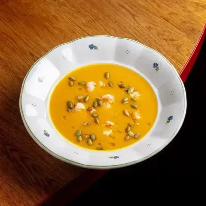 Тыквенный крем суп с креветками