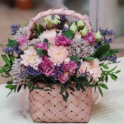 Композиция "Яркие эмоции" Цвет цветов на момент оформление заказа