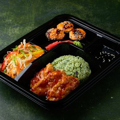 №6 Окунь или курица по тайски и киото (мисо/кимчи/куриный суп, компот/чай)