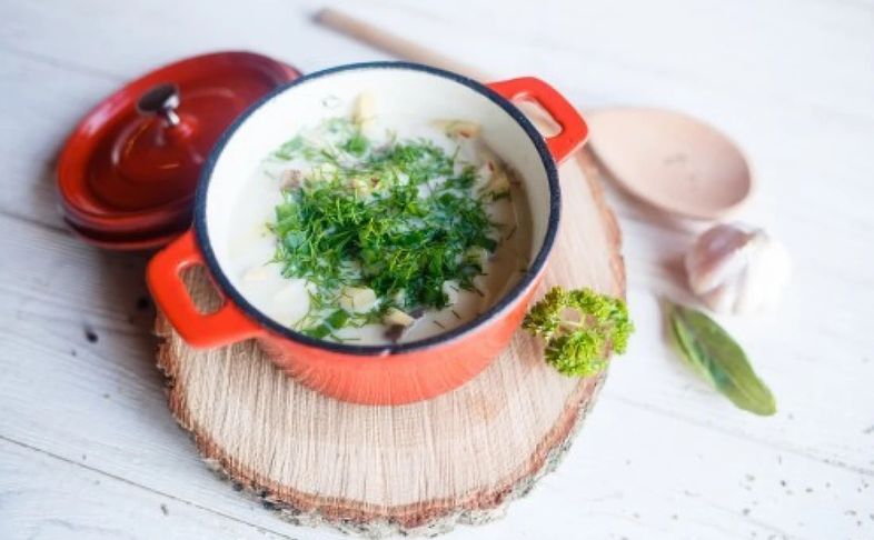 Окрошка с говядиной или с ветчиной