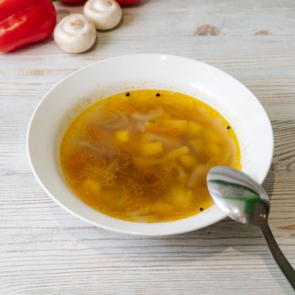 Постный суп картофельный с белой фасолью