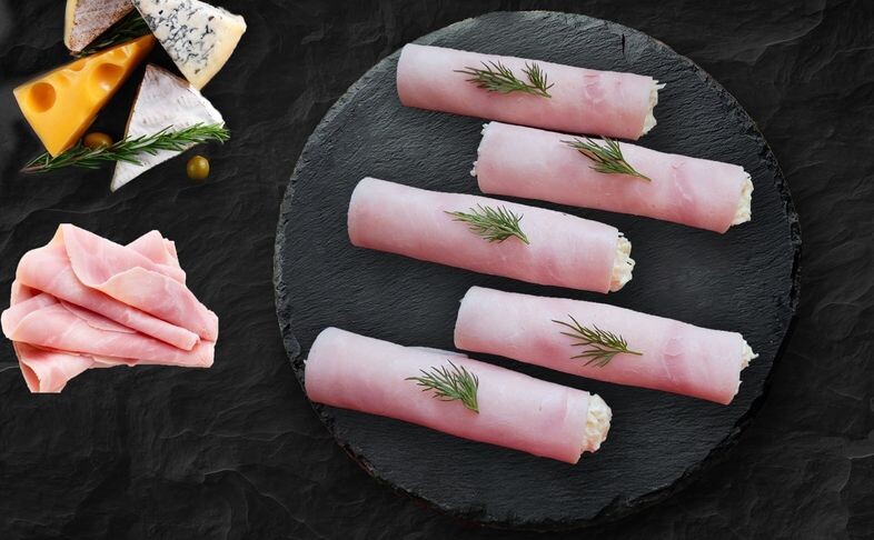 Рулетики с ветчиной и сыром