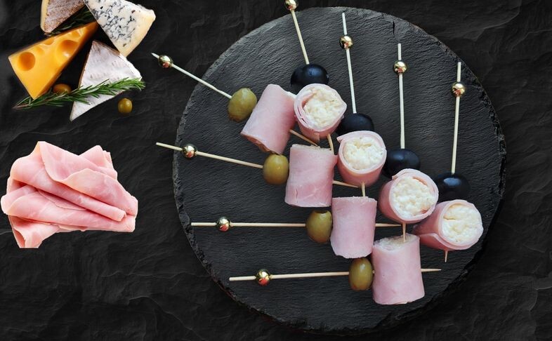 Канапе с ветчиной и сыром