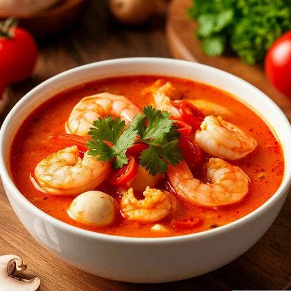 Том-ям с креветкой и лососем