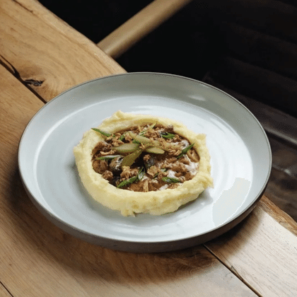 Бефстроганов с картофельным пюре