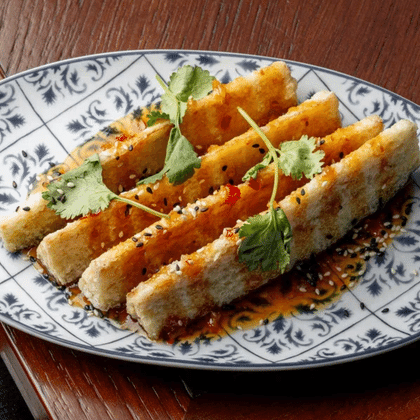 Хрустящие баклажаны с имбирно-чесночным соусом