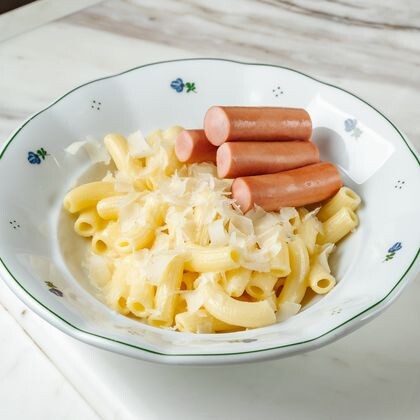 Детские макароны с сосисками