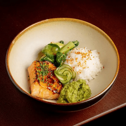Мисо лосось, авокадо, бокчой, рис