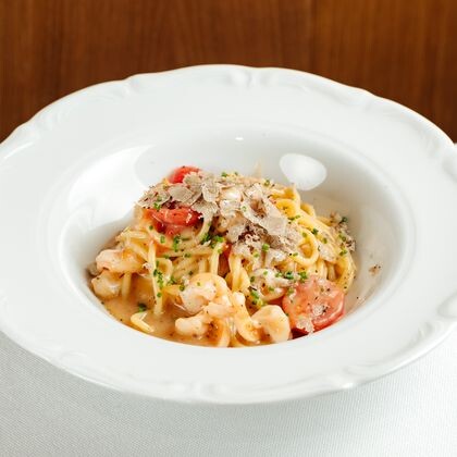 Спагетти с креветками