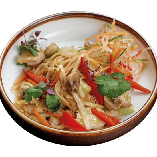 Лапша удон с цыпленком в соусе Кацу