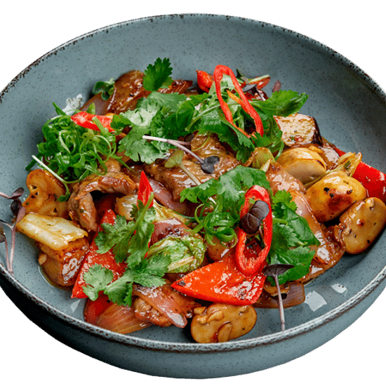 Говядина Wok c овощами в перечном соусе