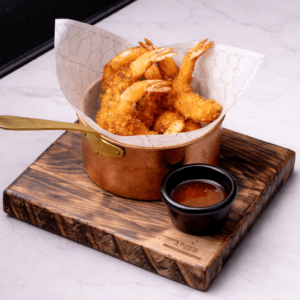 Тигровые креветки фри с имбирным соусом