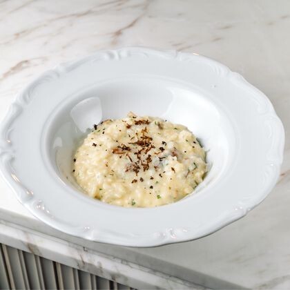 Ризотто с белыми грибами и чёрным трюфелем