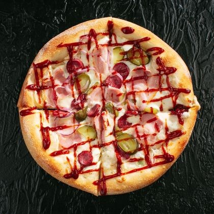 Пицца "Мини BBQ с охотничьими колбасками"