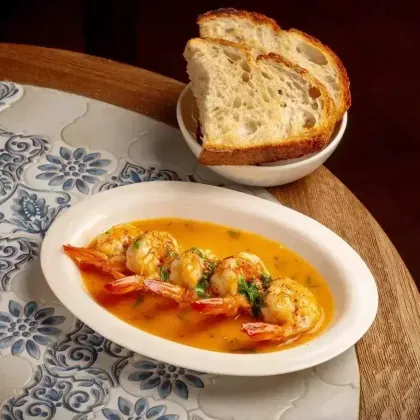 Чесночные креветки, тартин