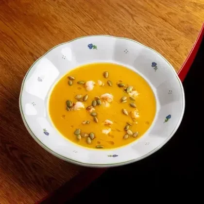 Тыквенный крем суп с креветками