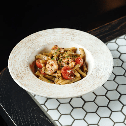 Казаречче с креветками и трюфельным соусом