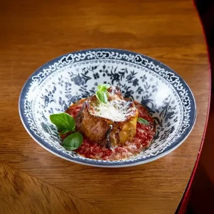 Печёный баклажан с моцареллой