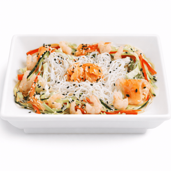 Салат с лососем и креветками