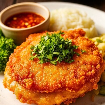 Куриная отбивная с чесноком