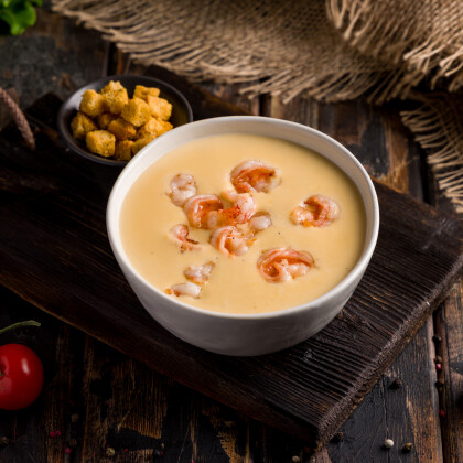 Сырный Крем-Суп с Креветками