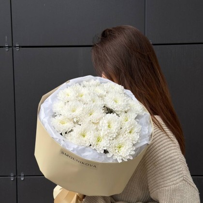 Белый букет хризантем 💕