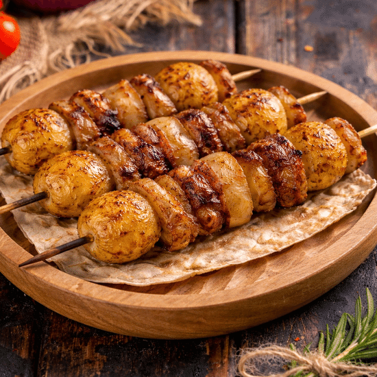 Картошка с курдюком на углях