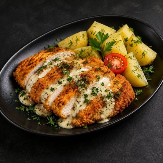 159 Отбивная из курицы с картофелем отварным