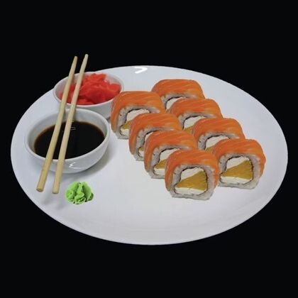 Ролл «Филадельфия» с мандарином под манговым соусом