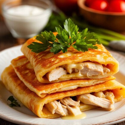 Блинчики с курицей и сыром