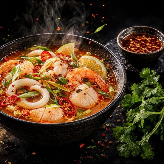 3517 Острый суп с морепродуктами + рис