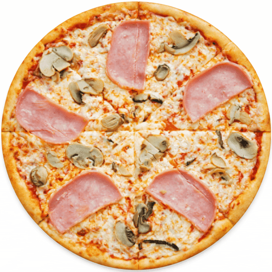 Пицца с ветчиной и грибами