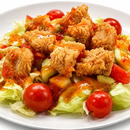 Салат теплый с куриным филе